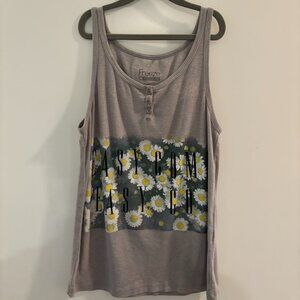 Grey Floral Graphic Tank Top